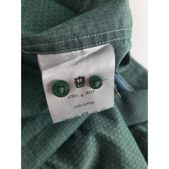 Steel & Jelly Men's Blue-Green Long Sleeve Button Down Dress Shirt Cotton XL - Picture 7 of 8